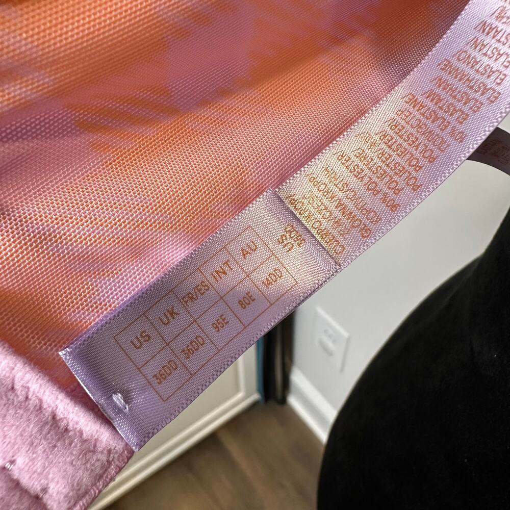 Savage X Fenty Bra 36DD Pink Orange Gingham Balconette Lace Trim Rihanna Retro - Picture 4 of 7